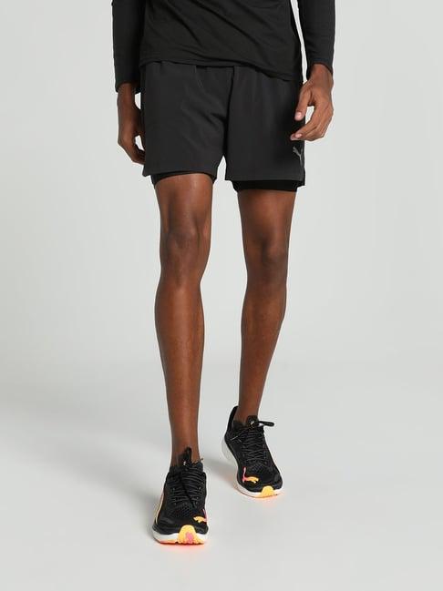 puma black regular fit sports shorts