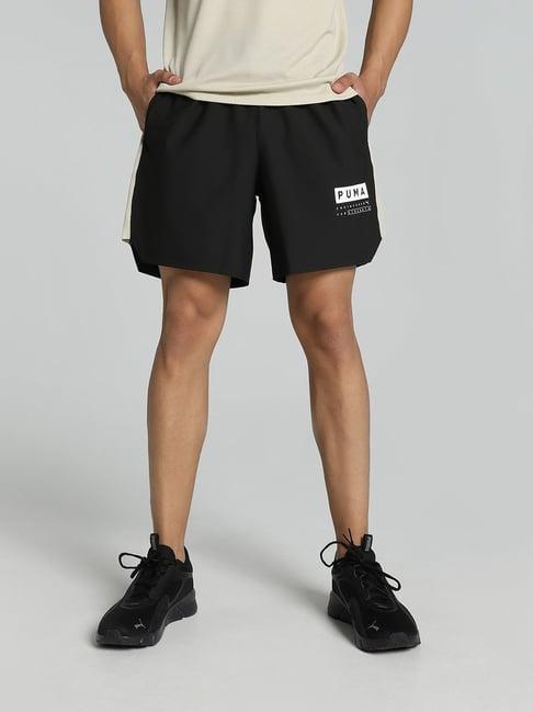 puma black regular fit sports shorts