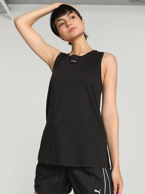 puma black regular fit sports tank top