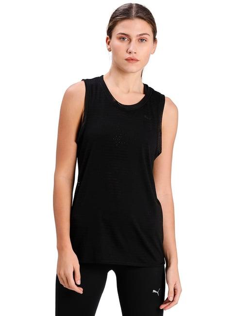 puma black regular fit yoga tank top