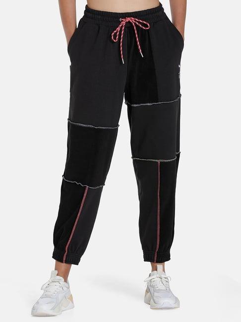 puma black relaxed fit high rise joggers