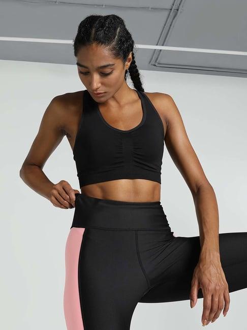 puma black round neck sports bra