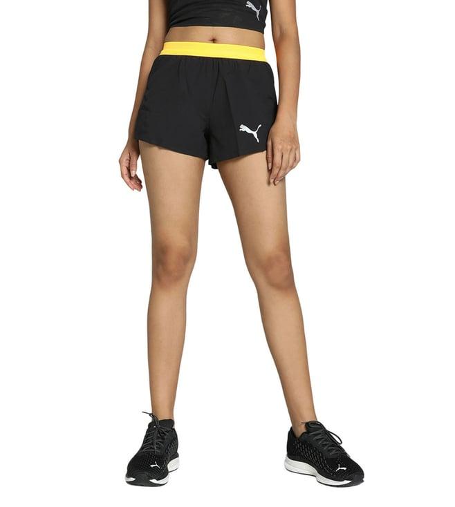 puma black run ultraweave velocity 3" split regular fit shorts