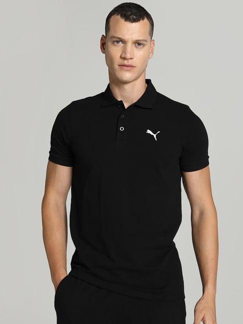 puma black slim fit polo t-shirt