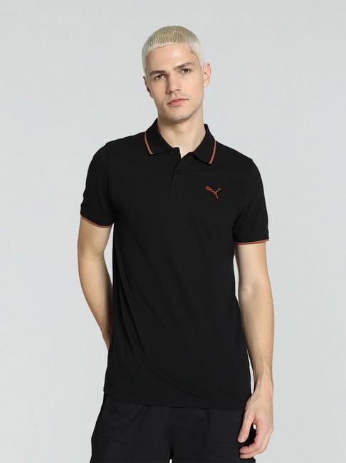 puma black slim fit polo t-shirt