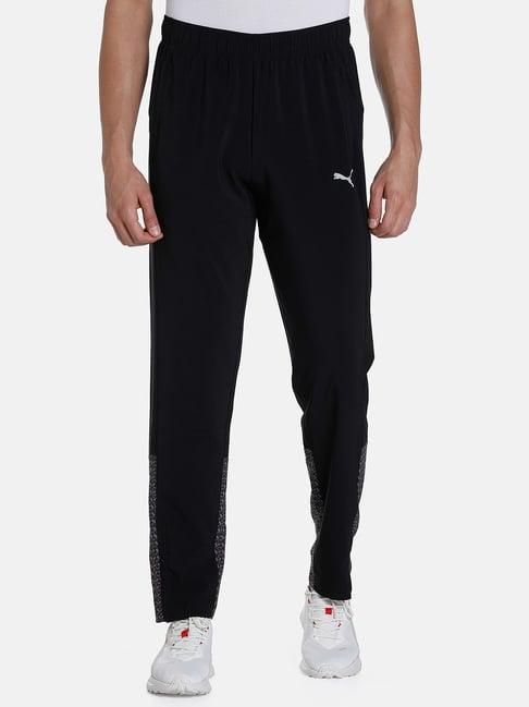 puma black slim fit printed sports trackpants