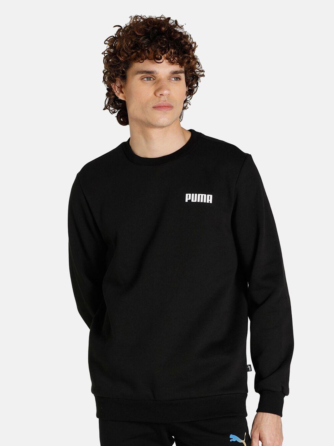 puma black solid essential crew sweatshirt