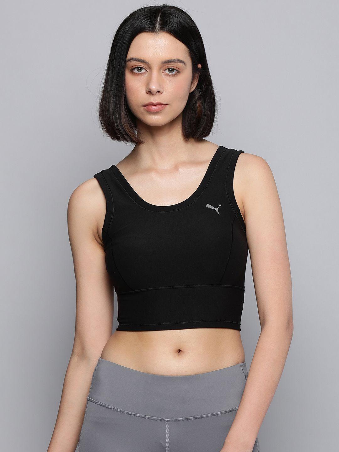 puma black studio yogini luxe print training tank crop yoga top