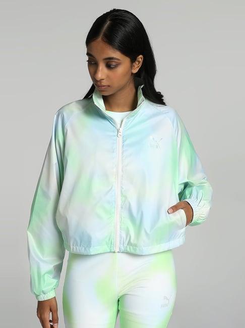 puma blue & green abstract print jacket