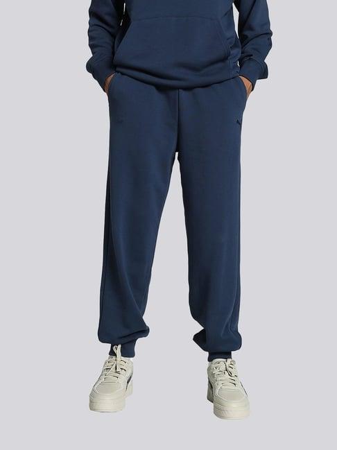 puma blue cotton relaxed fit sports joggers