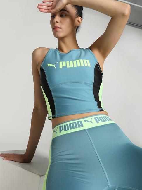 puma blue logo print tank top