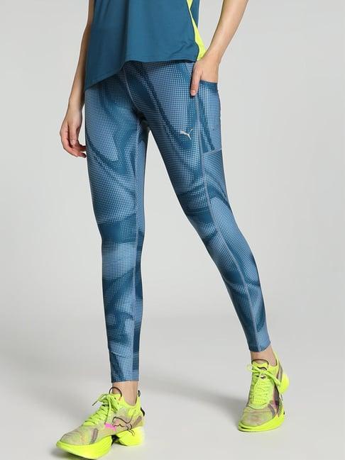 puma blue mid rise sports tights