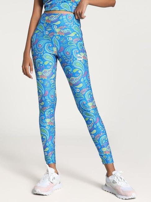 puma blue paisley print training leggings