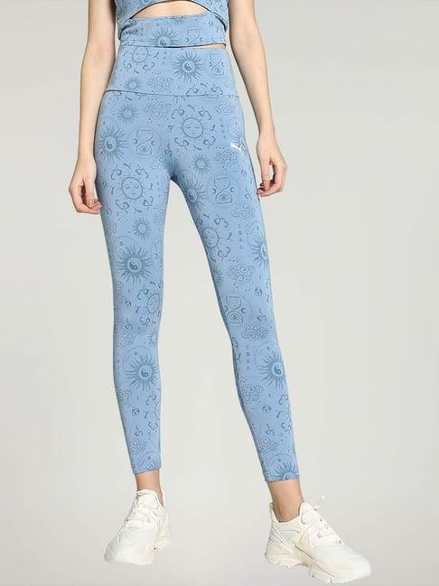 puma blue printed sports tights