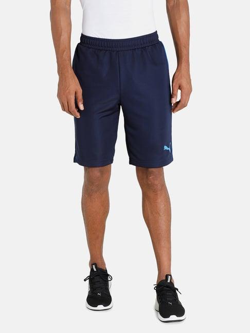 puma blue regular fit striped sports shorts