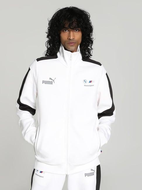 puma bmw m motorsport mt7+ white cotton regular fit sports jacket