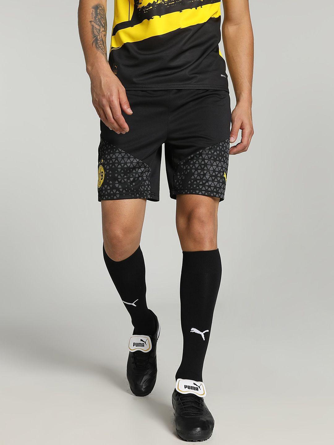 puma borussia dortmund football training printed sports shorts