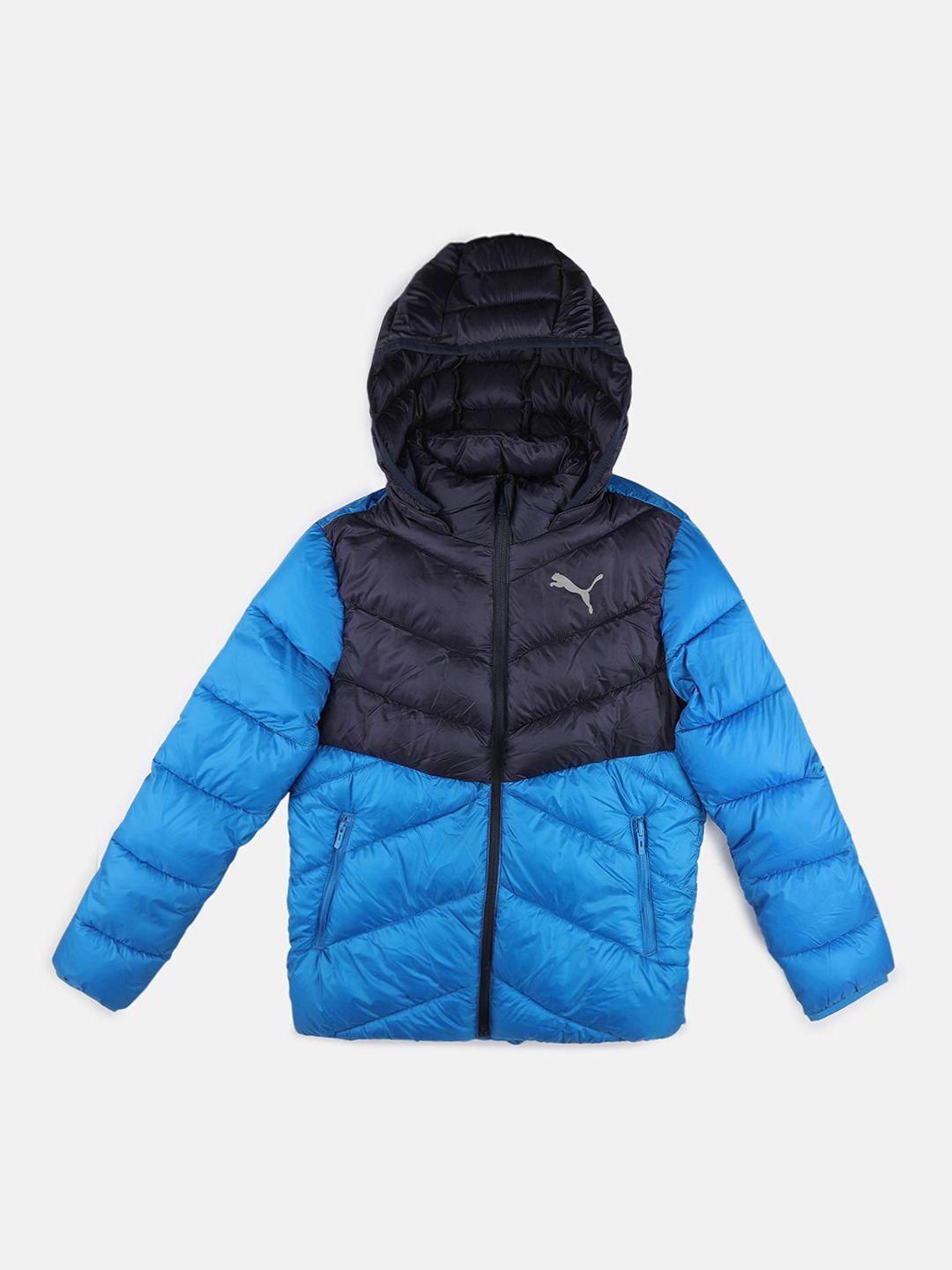 puma boys blue colourblocked puffer jacket