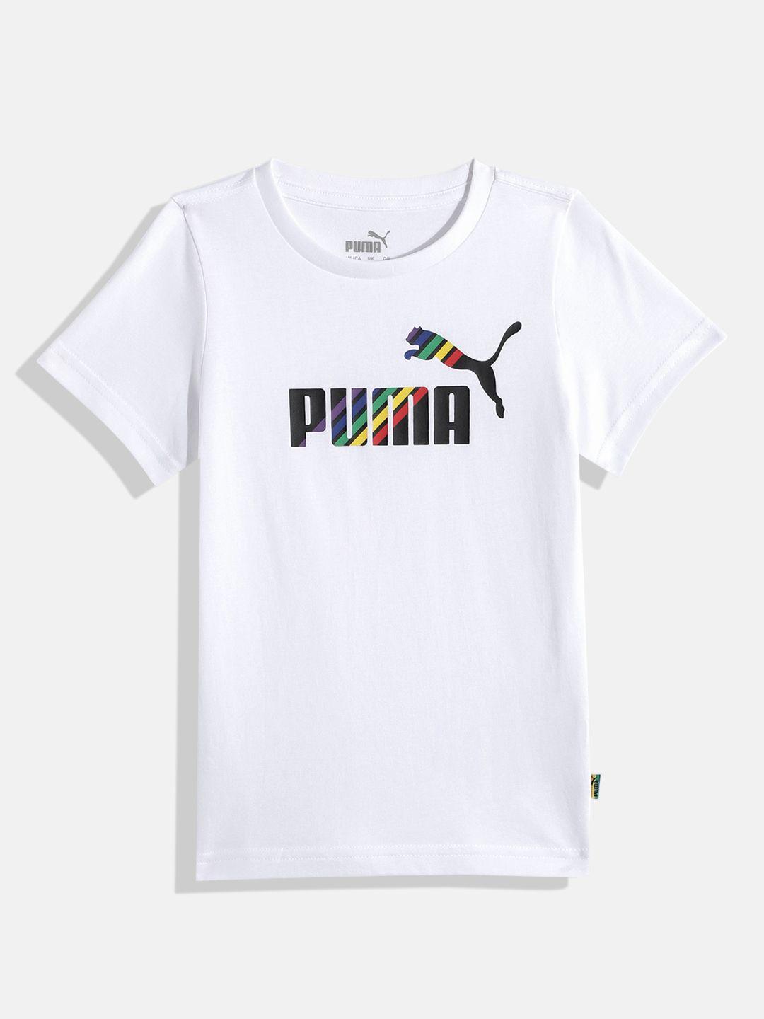 puma boys brand logo printed pure cotton essential love is love t-shirt