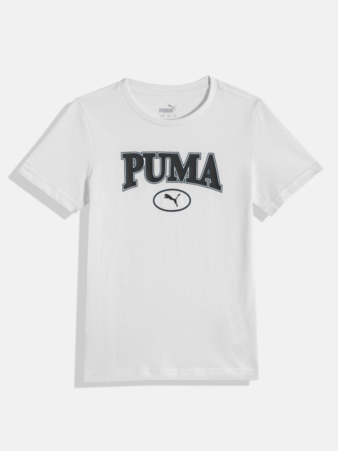 puma boys brand logo printed pure cotton squad t-shirt