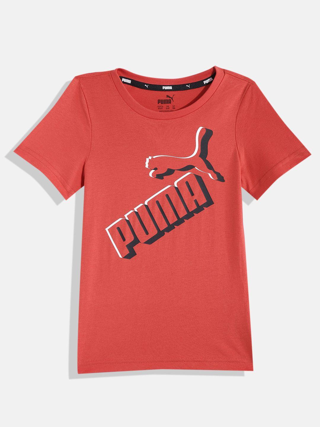puma boys brand logo printed pure cotton t-shirt
