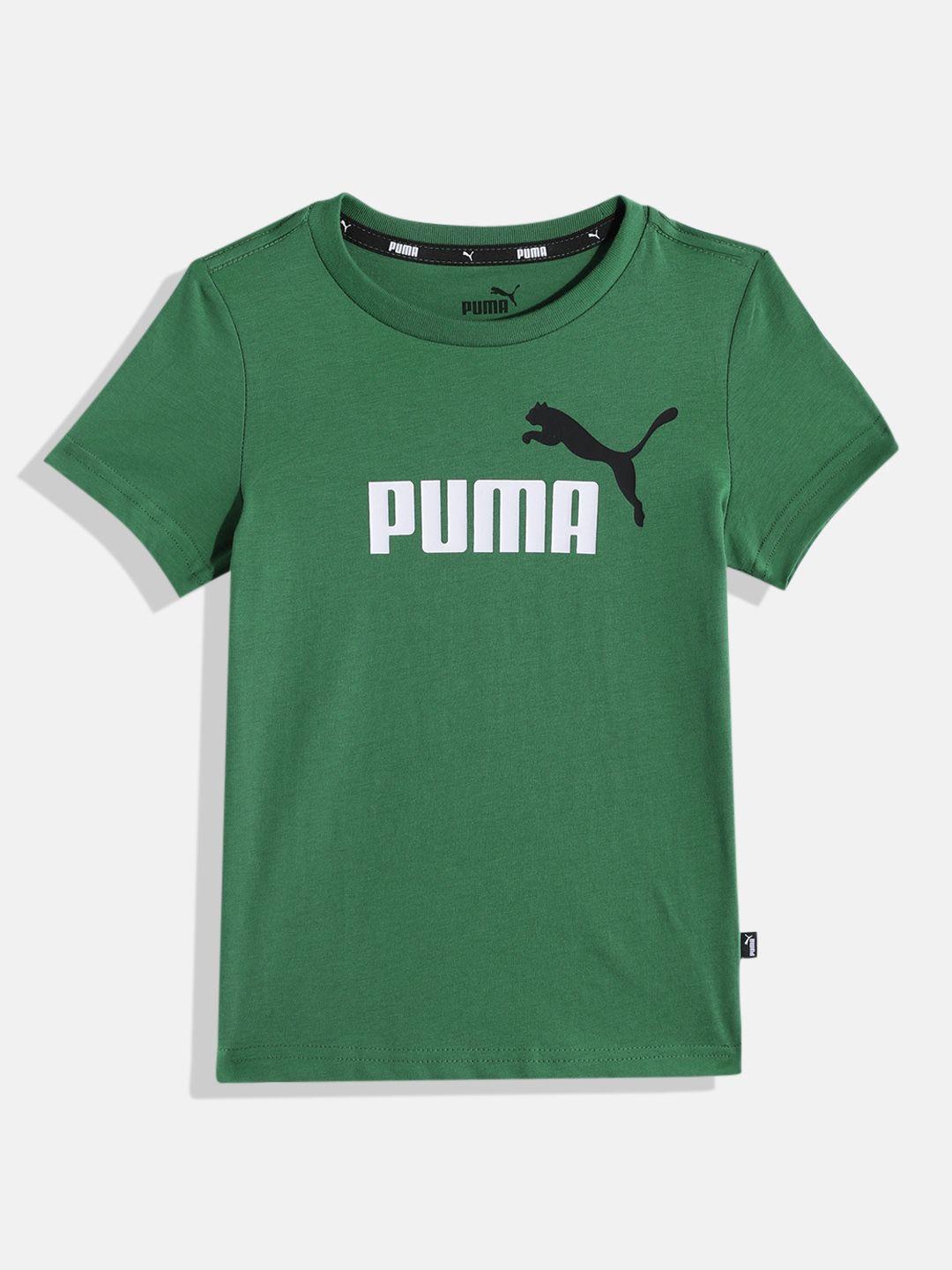 puma boys essentials+ 2 brand logo printed pure cotton t-shirt
