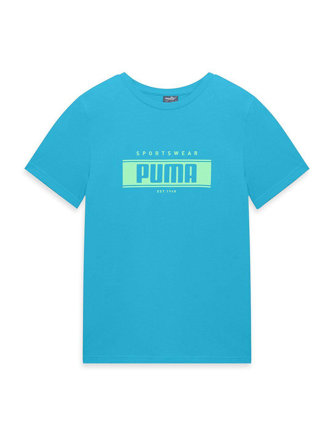 puma boys graphic printed regular fit crew-neck cotton t-shirt