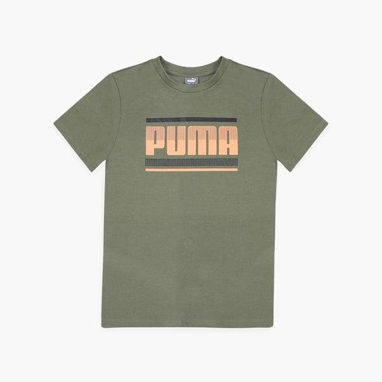 puma boys logo print crew neck t-shirt