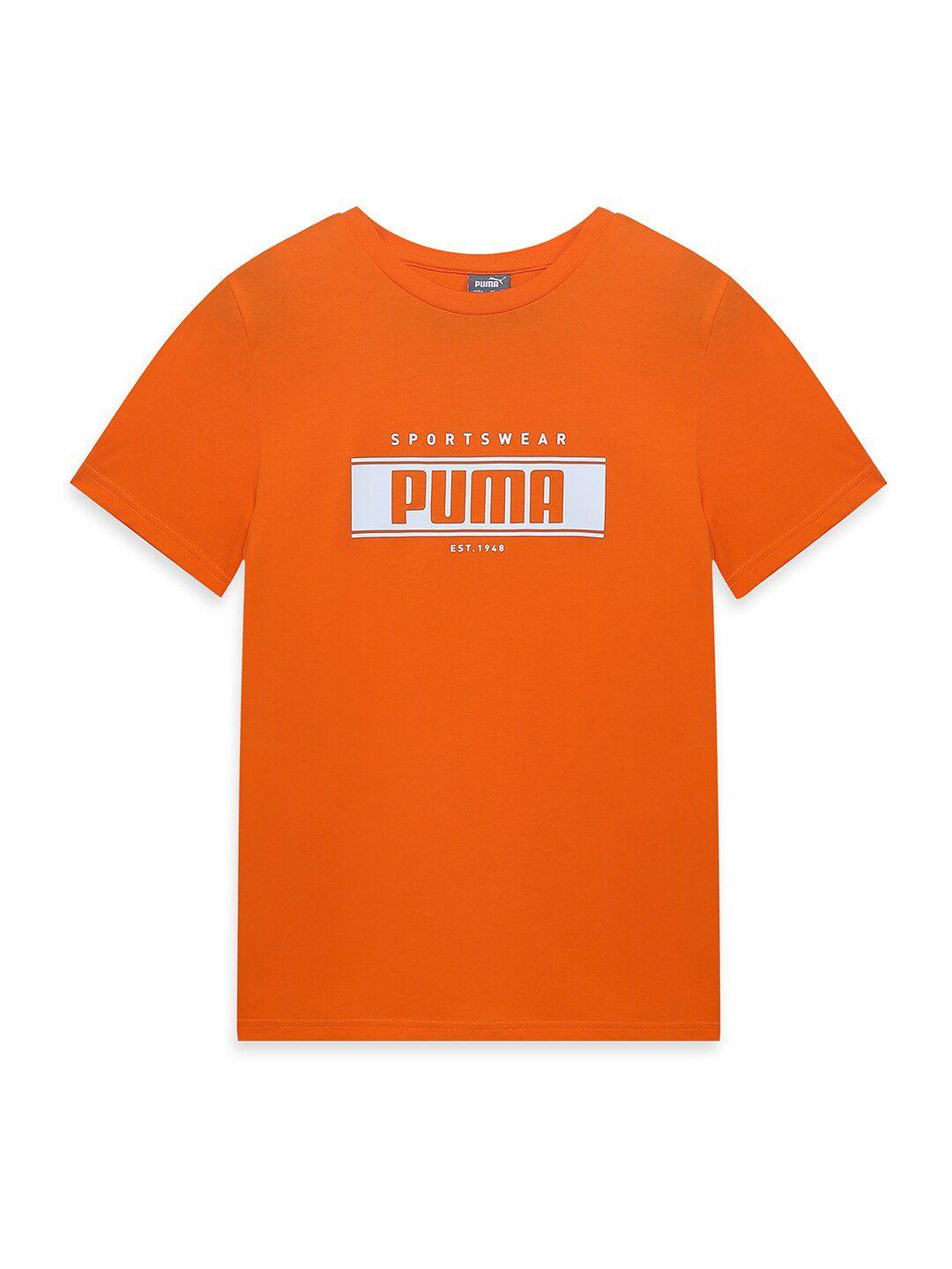 puma boys logo printed crew-neck cotton t-shirt