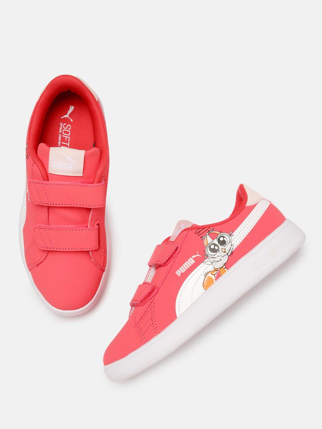 puma boys pink smash v2 lil v printed trainers