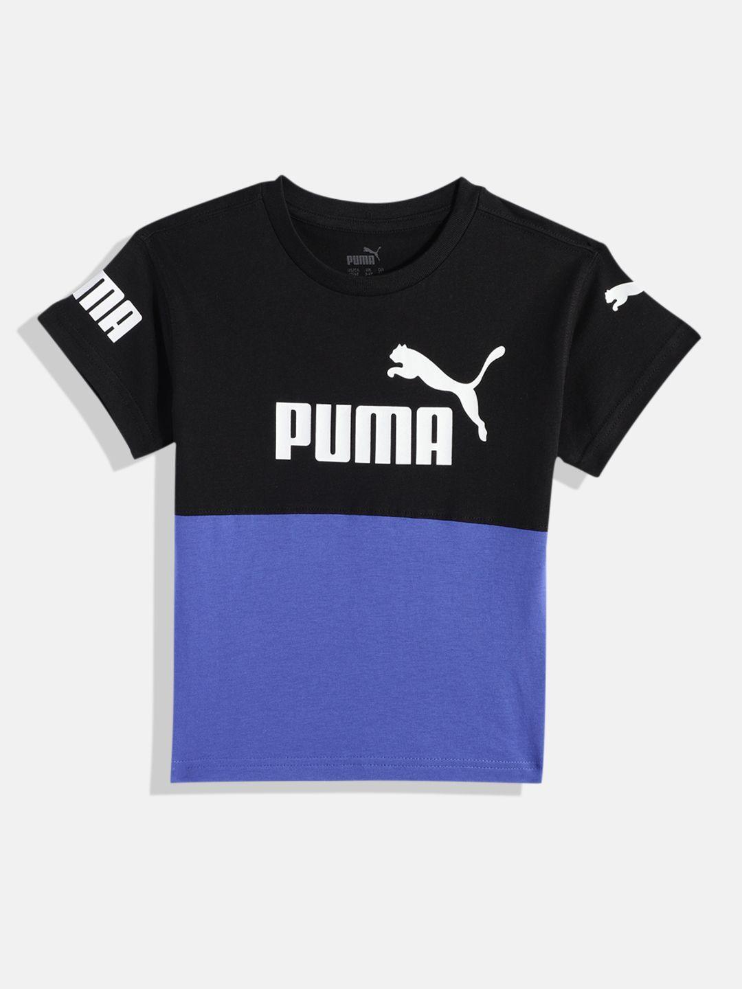 puma boys power brand logo printed pure cotton t-shirt
