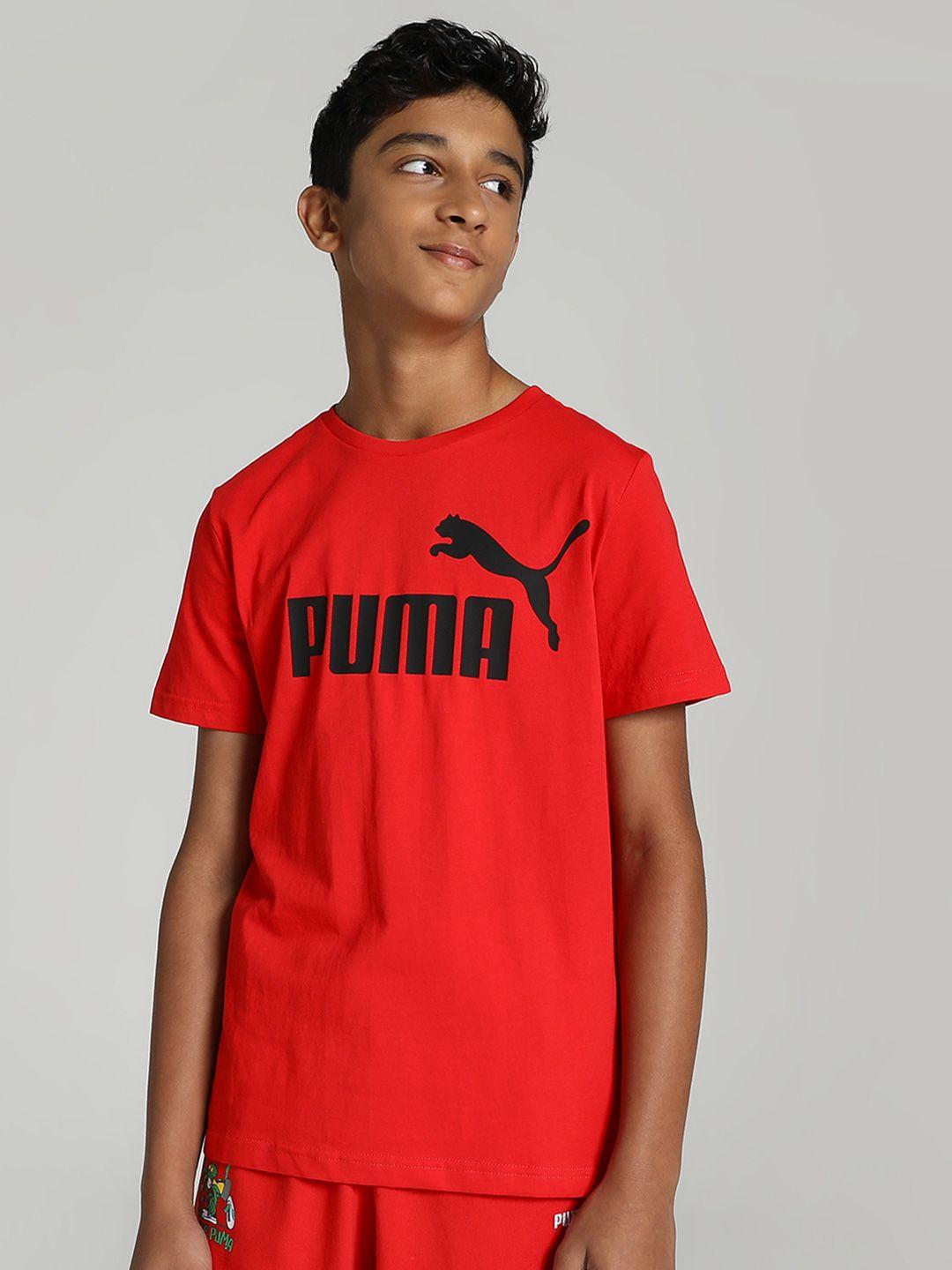 puma boys red brand logo printed t-shirt