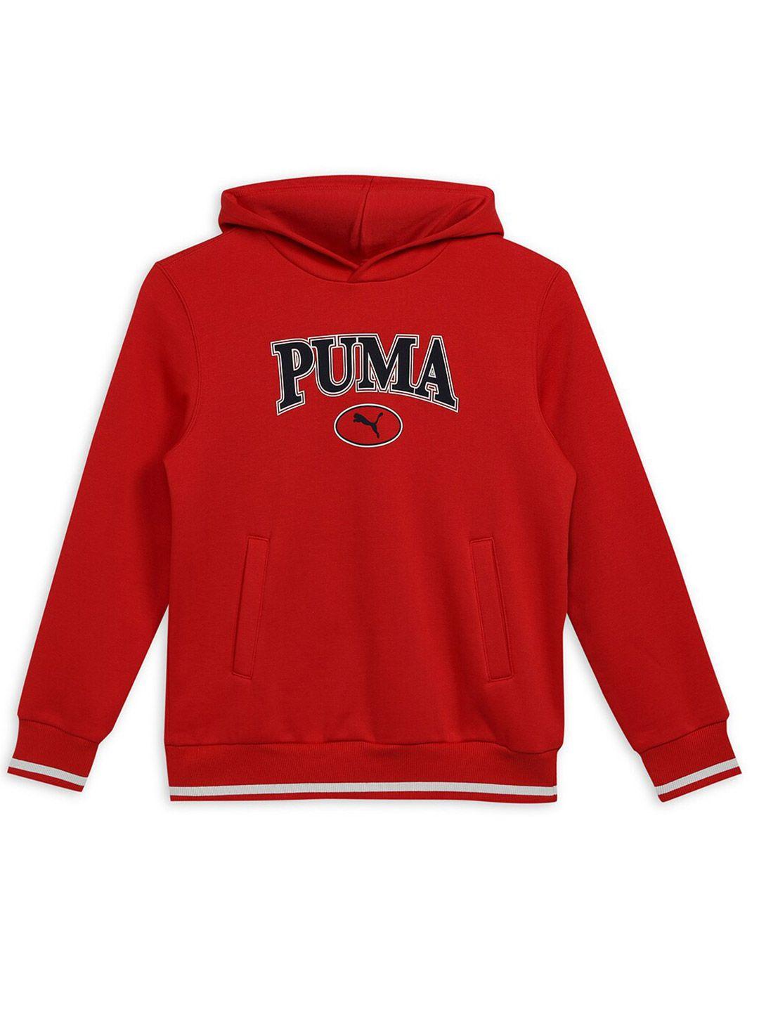 puma boys squad youth logo printed cotton hoodie