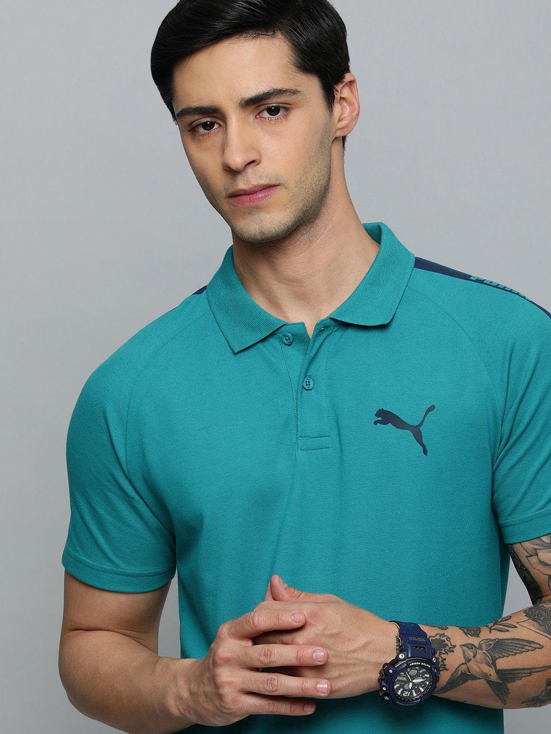 puma brand logo polo collar slim fit outdoor t-shirt