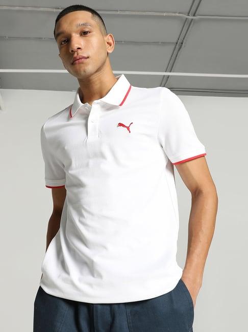 puma bright white slim fit cotton polo t-shirt