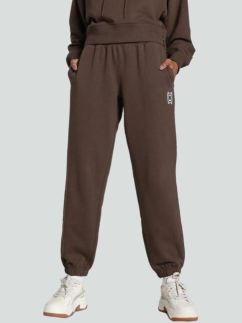 puma brown cotton sports joggers