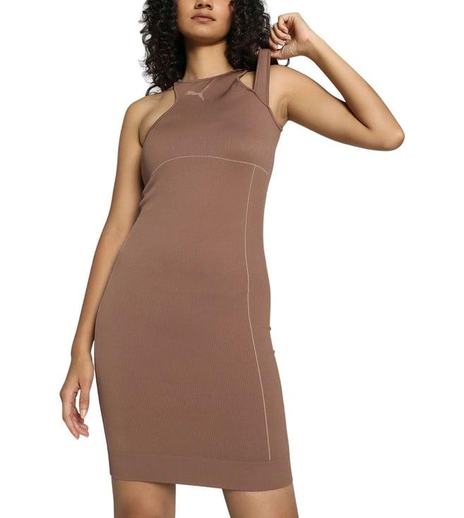 puma brown dare to muted motion slim fit dress