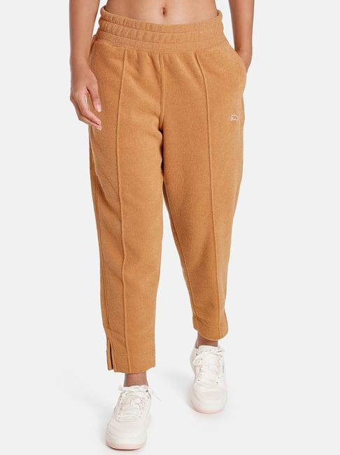 puma brown logo print high rise track pants