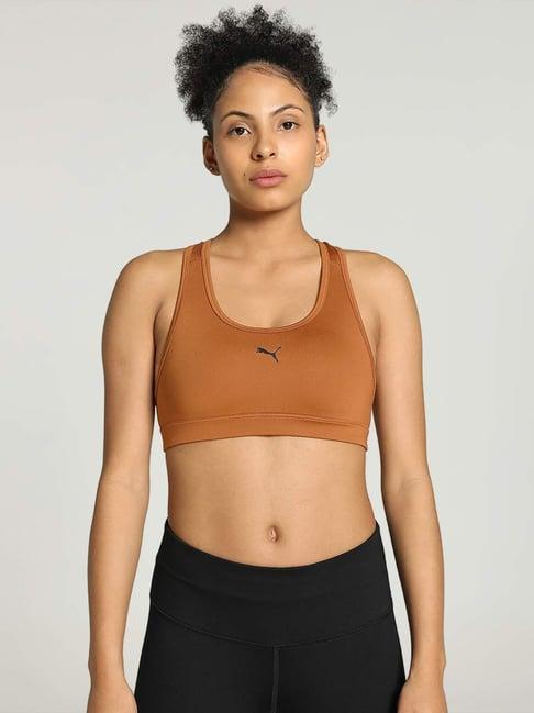 puma brown logo print sports bra