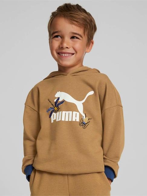 puma brown printed 1 hoodie