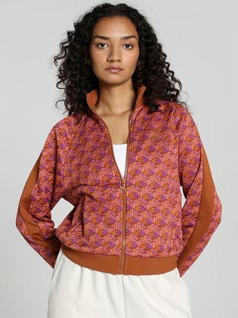 puma brown printed sports jacket