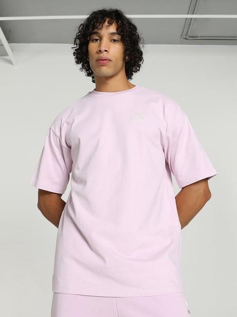 puma classics light lavender relaxed fit oversized crew t-shirt