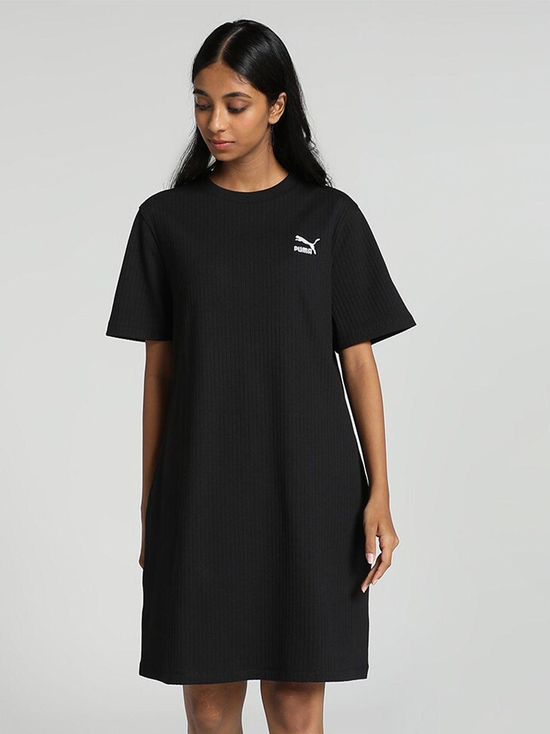 puma classics ribbed logo printed dress