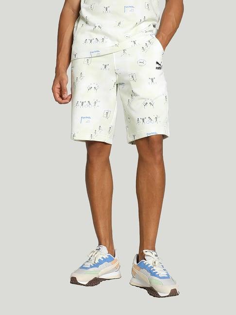 puma classics white regular fit printed shorts