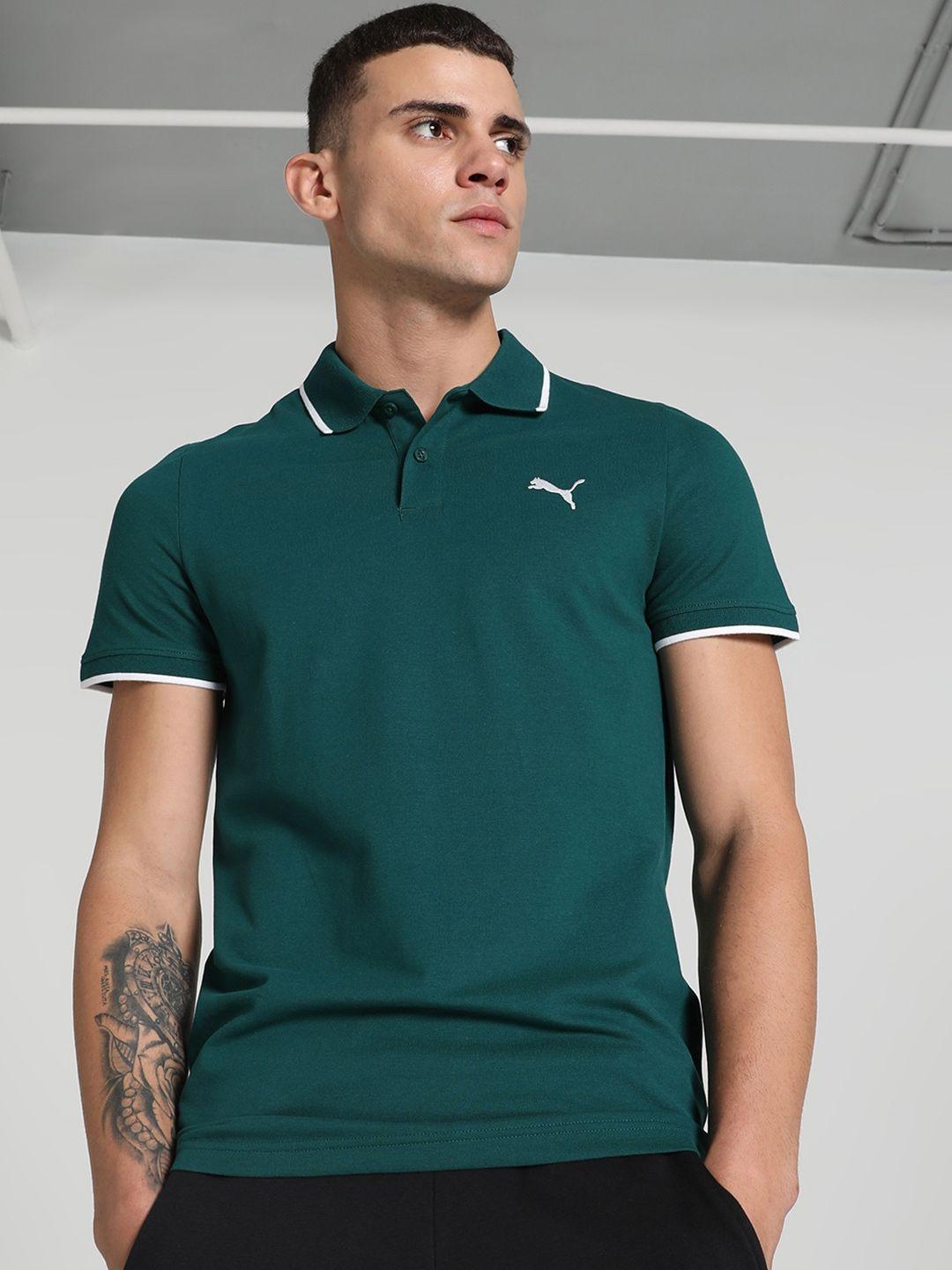 puma collar tipping heather slim fit polo t-shirt