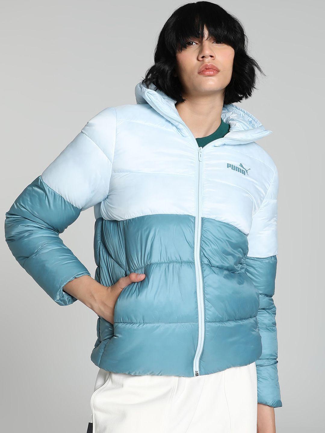 puma colourblocked mock collar padded jacket