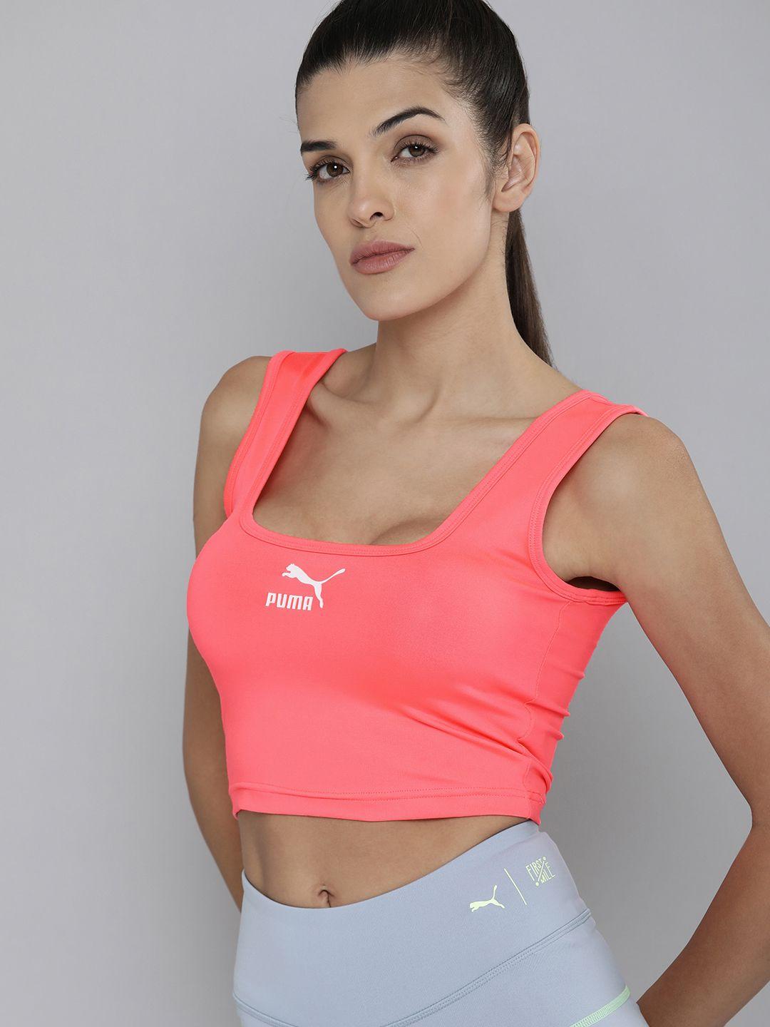 puma coral pink summer squeeze crop tank top