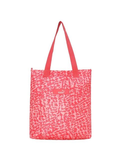 puma core base peach & electric blush printed medium shopper bag