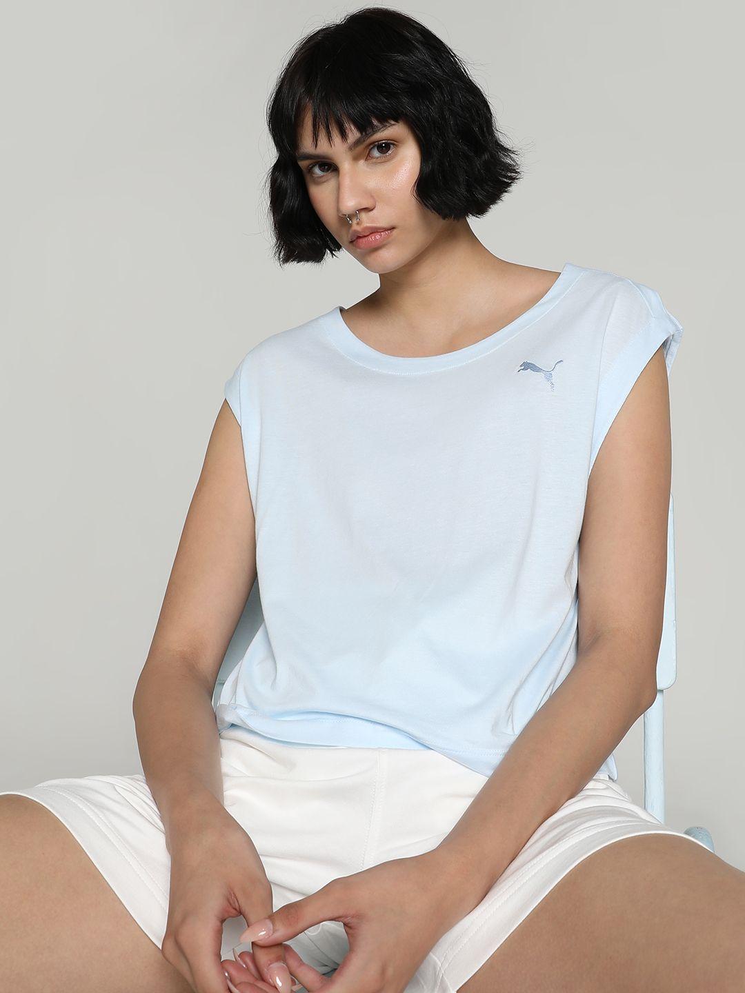 puma cotton relaxed-fit extended shoulder t-shirt