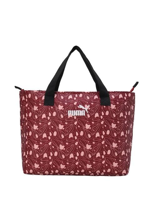 puma dark jasper polyester printed tote handbag